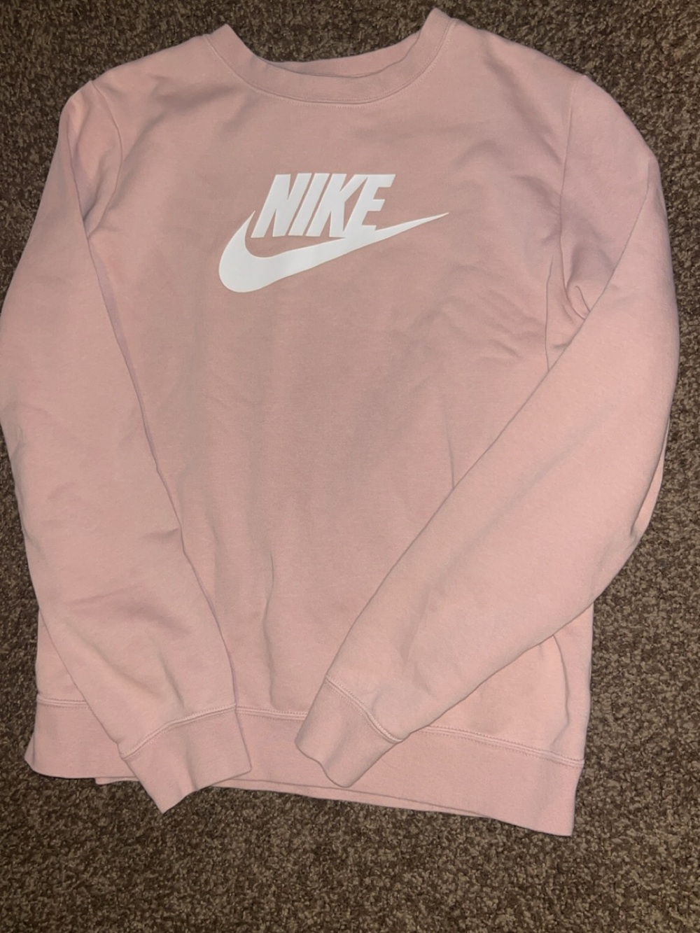 Nike Light Pink Crew Sweatshirt with White Swoosh